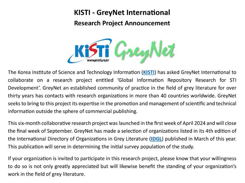KISTI-GreyNet Joint Research Project