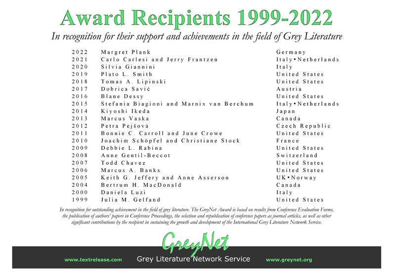 GreyNet Award Recipients 1999-2022