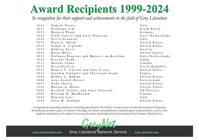 GreyNet Award Recipients