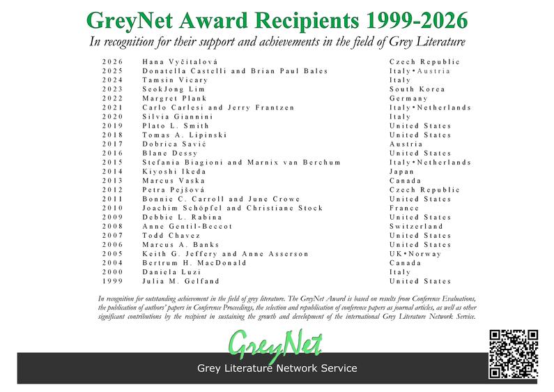 GreyNet Award Recipients 1999-2026